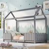 Kinder-Hausbett 90×200 cm mit Rausfallschutz und Lattenrost, Grau, ohne Matratze Bild 3