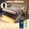LVHOM Polsterbett 180x200cm mit LED&USB, Doppelbett mit Stauschubladen und Leselampen, Stauraumbett Samtstoff, Beige Bild 5