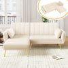 Modernes Klappsofa, L-förmiges Sofa, Schlafsofa mit Zusatzecke, Ecksofa mit Schlaffunktion, geeignet für Wohnzimmer, Schlafzimmer, Beige Bild 3