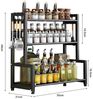 HEYHIPPO Küchenregal Gewürzregal 3-stöckig, Küchenablage aus Kohlenstoffstahl, 50×21×49cm, Küchenorganizer mit Messerhalter und 4 abnehmbaren Haken, Schwarz Bild 2