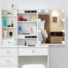 Schminktisch mit LED Beleuchtung, 6 Schubladen, 6 Ablagen, Hocker - 80x36x130cm Bild 5