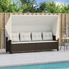 vidaXL Sonnenliege mit Dach und Kissen Braun Poly Rattan 368336 Bild 3