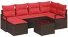 vidaXL Sofa Set mit Kissen 7 pcs Braun und Rot Poly-Rattan 3355133 Bild 2