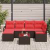 vidaXL Sofa Set mit Kissen 7 pcs Braun und Rot Poly-Rattan 3355133 Bild 3