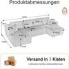 3-Sitzer Wohnlandschaft in U-Form B 332 x T 156 x H 88 cm aus Cord in Braun Bild 5