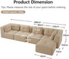 4-Sitzer Sofa 386x177x69 cm aus Cordstoff rahmenlos modular mit Ottomane, beige Bild 4