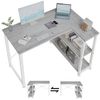 HOMALL Computertisch Eckschreibtisch Reversibel L Förmiger Schreibtisch mit Regal (Die Monitorhalterung ist verstellbar und verfügt über zwei Steckdosen und zwei USB-Anschlüsse, drei Stoffschubladen und drei Gitterablagen. Sie kann links oder rechts an... Bild 5