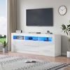 TV-Schrank, Hochglanz, mit App-LED-Licht, Push-open-Schubladen & Kabelmanagement, 160x35x60 cm, Weiß Bild 4