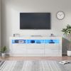TV-Schrank, Hochglanz, mit App-LED-Licht, Push-open-Schubladen & Kabelmanagement, 160x35x60 cm, Weiß Bild 3