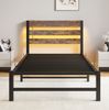 Metallbettgestell 90x200 cm mit LED & USB, schwarz-braun, 100 kg, Stauraum (Ohne Matratze) Bild 5
