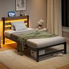 Metallbettgestell 90x200 cm mit LED & USB, schwarz-braun, 100 kg, Stauraum (Ohne Matratze) Bild 3