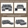 Cord-Sofa 3-Sitzer mit 2 Staufußhockern Schlafsofa L-Form umbaubar großer Stauraum kompakt kleines Wohnzimmer,Dunkelgrau Bild 5
