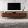 TV-Schrank 170x39,5x38 cm, in Nussbaum, mit Schublade, Schiebetüren und abgerundeten Ecken Bild 4
