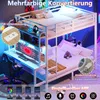 Etagenbett mit RGB LED-Lichterkette, Steckdose, USB, Schreibtisch, Leiter, Regal, Rausfallschutz und Lattenrost, 140x200cm, Metallbett, Kinderbett Bild 4
