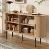 OKWISH Sideboard aus MDF (Kommode, Anrichte, Buffetschrank, 1 St, Aluminiumgriffen, Eisenbeinen), mit Rolljalousie-Türen Bild 2