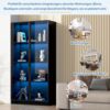 Merax 160cm Glasvitrine*2 mit APP LED-Beleuchtung, doppeltürige Vitrine mit beweglichen Einlegeböden, Hochschrank, Schwarz Bild 5