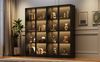 Merax 160cm Glasvitrine*2 mit APP LED-Beleuchtung, doppeltürige Vitrine mit beweglichen Einlegeböden, Hochschrank, Schwarz Bild 3