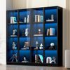 Merax 160cm Glasvitrine*2 mit APP LED-Beleuchtung, doppeltürige Vitrine mit beweglichen Einlegeböden, Hochschrank, Schwarz Bild 2
