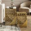 2er Set Beistelltisch Aluminium Gold - Design Couchtisch Set - Metalltisch Wohnzimmertisch modern Alu - Sofatisch quadratisch Metall - Loungetisch Set Satztisch Handmade Bild 2