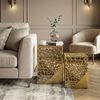 2er Set Beistelltisch Aluminium Gold - Design Couchtisch Set - Metalltisch Wohnzimmertisch modern Alu - Sofatisch quadratisch Metall - Loungetisch Set Satztisch Handmade Bild 3