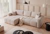 Ecksofa Schlafsofa Sofa LEROS in Stoff Manila Beige Ottomane Links Bild 2