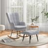 Schaukelstuhl mit Hocker 64 x 89 x 90 cm – gepolsterter Relaxsessel aus Polyester in Hellgrau Bild 3