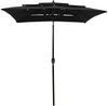 Sonnenschirm | Terrassenschirm | Gartenschirm mit Aluminium-Mast 3-lagig Schwarz 2x2 m Bild 2