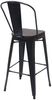 4er-Set Barhocker HWC-A73 inkl. Holz-Sitzfläche, Barstuhl Tresenhocker mit Lehne, Metall Industriedesign ~ schwarz Bild 5