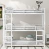 90x200cm Bettgestell Metallbett,Etagenbett,Eisenbett, Dreifach-Etagenbett fr Kinder, Jugendliche und Erwachsene, Wei? Bild 3