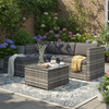 Merax Polyrattan Gartenmöbel Set (2-tlg), Balkonmöbel Set Kleiner Balkon Loungeset, Terassenmöbel Wetterfest mit Sofa, Tisch, Hocker und Kissen, Grau Bild 2