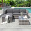 Merax Polyrattan Gartenmöbel Set (2-tlg), Balkonmöbel Set Kleiner Balkon Loungeset, Terassenmöbel Wetterfest mit Sofa, Tisch, Hocker und Kissen, Grau Bild 5