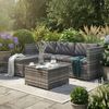 Merax Polyrattan Gartenmöbel Set (2-tlg), Balkonmöbel Set Kleiner Balkon Loungeset, Terassenmöbel Wetterfest mit Sofa, Tisch, Hocker und Kissen, Grau Bild 3
