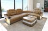 Mini Ecksofa Elena – Komfortabel und aus Leder - Echtleder - Sandbeige-Weiß - Rechts Bild 2
