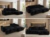 Ecksofa OVO mit schlaffunktion und bettkasten, Wellenfeder, lose Kissen, L-form 271x195 cm - Schwarz Plüsch - rechte Seite Bild 2