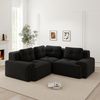 Modulares Ecksofa 69cm×177cm×104cm in Schwarz aus Cordstoff – tiefer Sitzkomfort, rutschfester Standfuß, 3 Pakete Bild 3