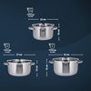 KHG Topf-Set mit Glasdeckeln, für alle Herdarten inklusive Induktion, Edelstahl (Topf-Set, 6-tlg), Sieb & Dampfloch im Deckel, Ausgusslippe im Topfrand, Innenskala Bild 3