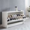 Kadima Design Holz Schuhkipper Bank: Kippfächer, verstellbarer Einlegeboden, Melaminharzbeschichtung. Weiß, 80x24x47 cm Bild 2