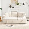 Ecksofa mit Récamiere rechts & Schlaffunktion,Ausziehbares Schlafsofa mit Stauraum, USB-Anschluss & Ablagefach, Chenille Bezug,Beige Bild 5