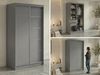 Moderner Schwebetürenschrank MACEDONIA, Kleiderschrank in Grau Color, Breite 120 cm, minimalistisches Design, Inkl. Innenausstattung - mit Schubladen Bild 2