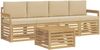 vidaXL Outdoor-Sofagarnitur mit Kissen 5 pcs Weiß und Beige Polyester 3391343 Bild 2