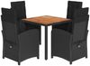 vidaXL 5-tlg. Garten-Essgruppe mit Kissen Schwarz Poly Rattan 3212231 Bild 2