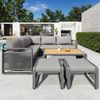 Merax Gartenlounge-Set handgewebtem Seilgeflecht Gartenmöbel mit verstellbaren Füßen, (6-tlg, wetterfeste Terrassenmöbel mit dicken Polstern und Eisenrahmen), 7-Sitzer Sitzgruppe mit Couchtisch, 2-Sitzer Sofa, Ecksofa & Hockern Bild 2
