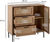 FINEBUY Kommode FB104164 (80 cm Anrichte, Eiche Rattan Stauraum Schublade), Kommode Tür Modern, Hoher Kommodenschrank Bild 3