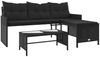 vidaXL Gartensofa in L-Form mit Tisch und Kissen Schwarz Poly Rattan 365572 Bild 2