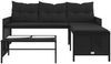 vidaXL Gartensofa in L-Form mit Tisch und Kissen Schwarz Poly Rattan 365572 Bild 5