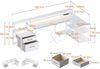 ODK LED Schreibtisch mit USB Steckdosen, Reversibel Groß L-Form Weiß 172.5 cm Bild 3