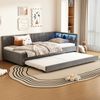 Daybett 90x200 cm mit Ausziehbett USB C Ladestation und LED Beleuchtung Leinen Grau Bild 2
