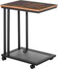 Beistelltisch in C-Form, rollbar, 51 x 36 x 65 cm, aus MDF mit Ablage, schwarz-brauner Retro-Look Bild 2