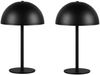 2er SET Akku Tischlampen Schwarz, Touch dimmbar, USB aufladbar, Höhe 21cm Bild 2