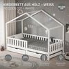 ML-DESIGN Spielbett Hausbett Kinderbett inkl. 2 Schubladen, Lattenrost und Rausfallschutz, Abenteuerbett 90x200cm mit Matratze Himmelbett Kiefer Jugendbett Weiß Bild 2